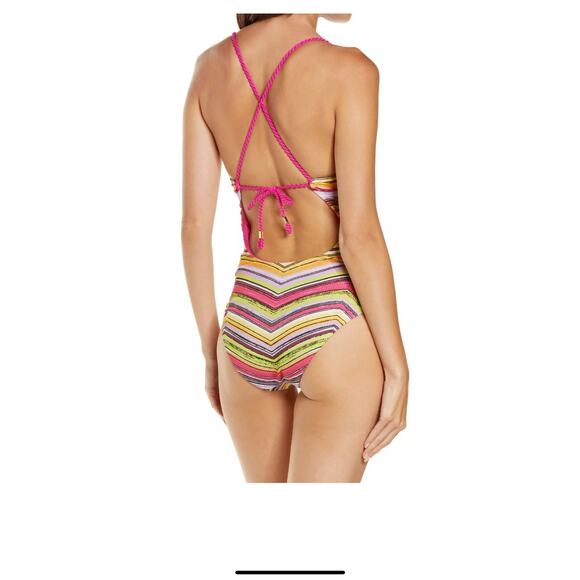 Becca Reversible Abigail Colorful One-Piece Swimsuit L66255 Size Small - Picture 5 of 10